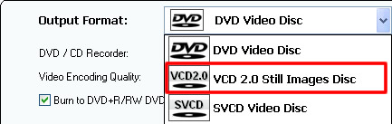 Burn slideshow to VCD 2.0